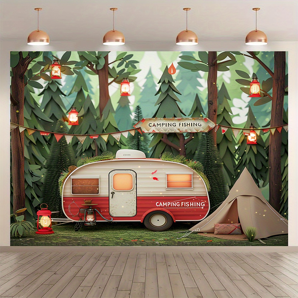 Outdoor Adventure Background - Polyester Jungle Camping Thema Achtergrond Banners,