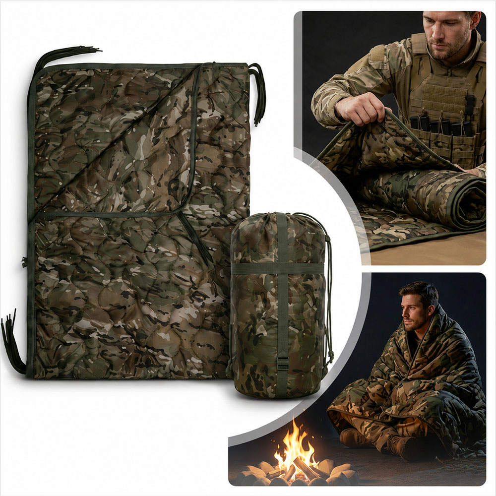 Outdoor Adventure Quilt - Camouflage-campingdeken met ritssluiting, om te bouwen