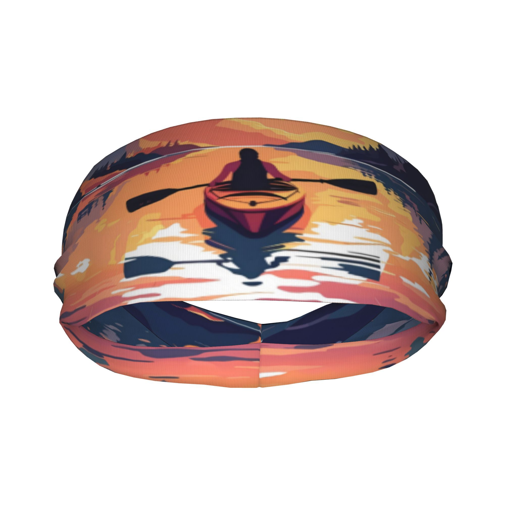 Outdoor Adventure Kayak - Kajak Zonsondergang Print Hoofdband Watersport Avontuur