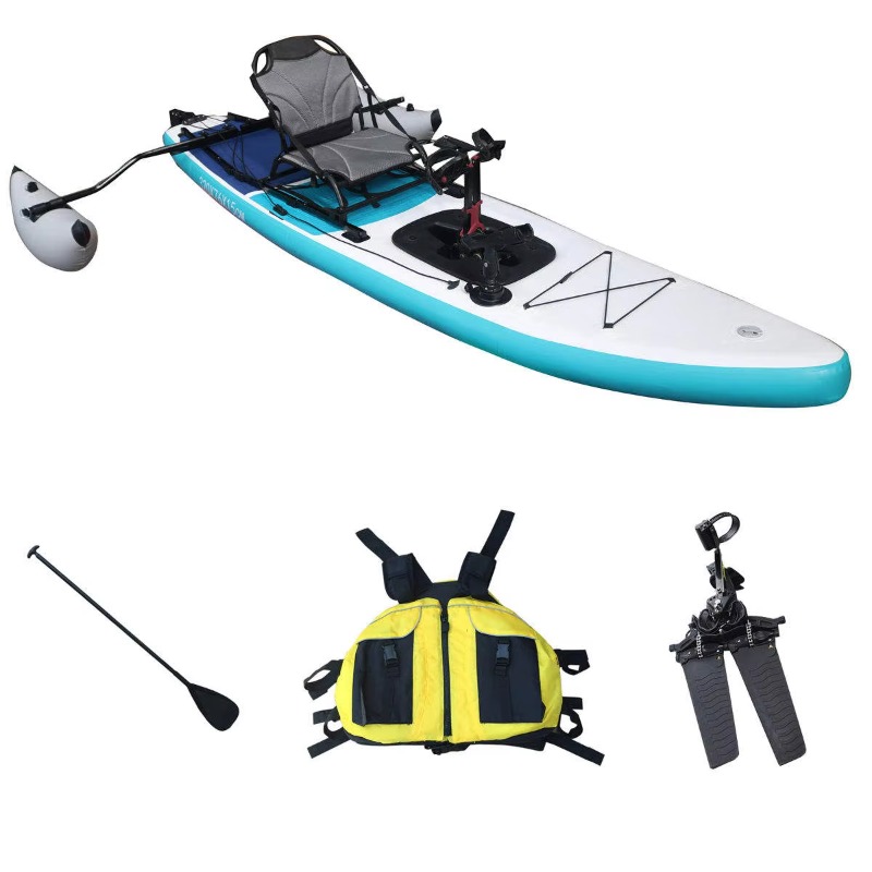 Outdoor Adventure Kayak - 14ft Opblaasbare Tweepersoons Peddelviskayak met Anti-Lek