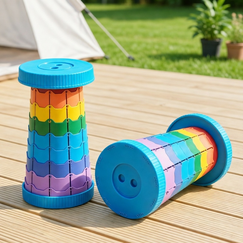 Outdoor Adventure Kit - 1 Lichtgewicht verstelbare regenboogkleurige opvouwbare kruk,