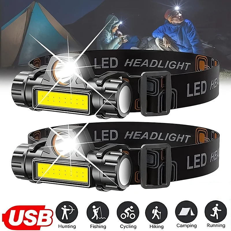 Oplaadbare COB LED USB-koplamp - Headlamp Waterproof Rechargeable recensie en prijs