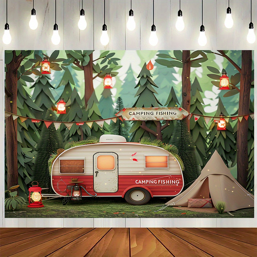 Polyester Jungle Camping Thema - Outdoor Adventure Background recensie en prijs