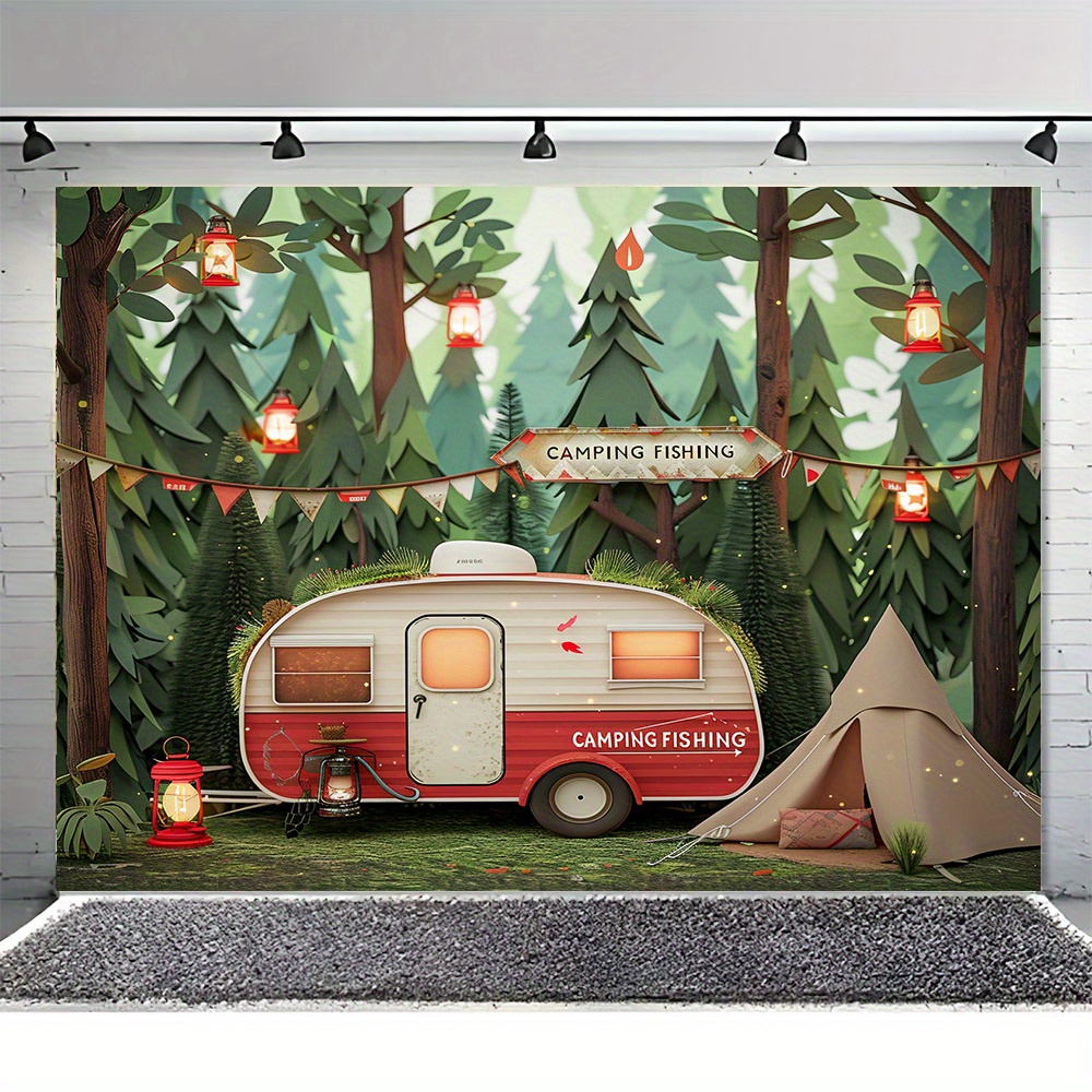 Polyester Jungle Camping Thema - Outdoor Adventure Background recensie en prijs