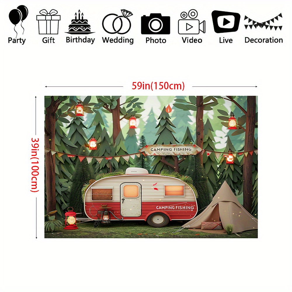 Polyester Jungle Camping Thema - Outdoor Adventure Background recensie en prijs