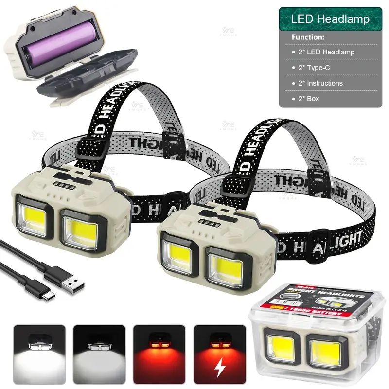 COB LED-koplamp Oplaadbare kop - Headlamp Waterproof Rechargeable recensie en prijs