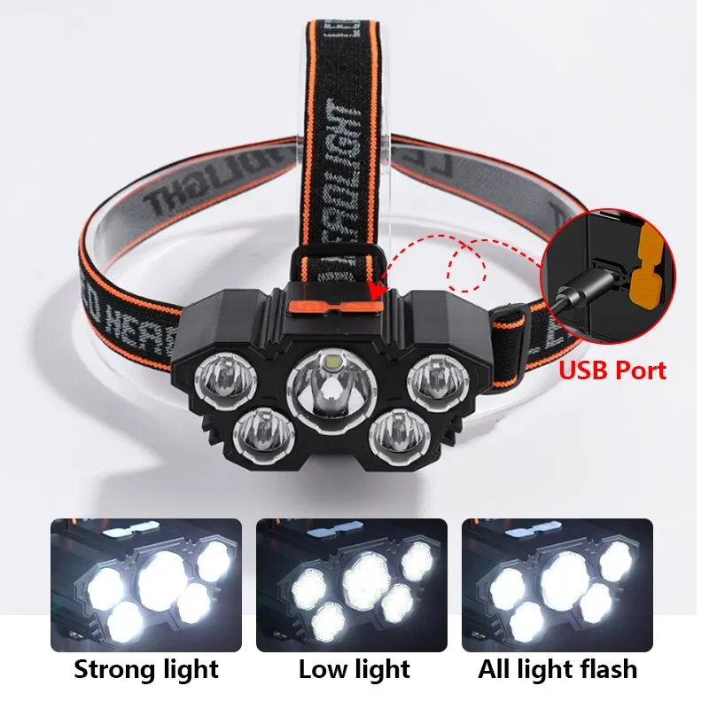 Oplaadbare 5 LED-koplamp Sterk - Headlamp Waterproof Rechargeable recensie en prijs