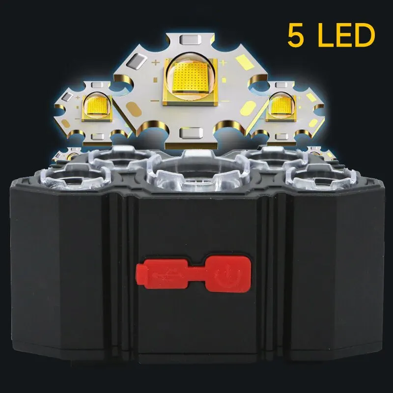 Oplaadbare 5 LED-koplamp Sterk - Headlamp Waterproof Rechargeable recensie en prijs