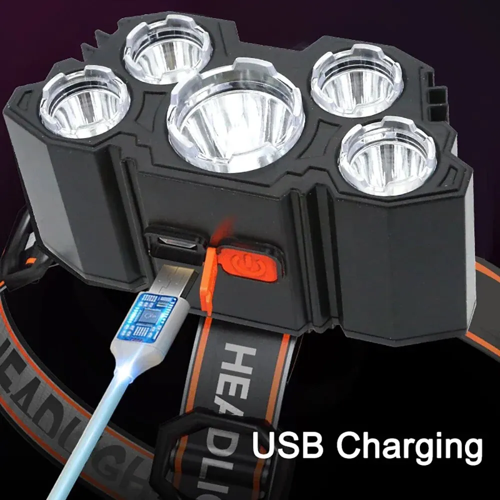 Oplaadbare 5 LED-koplamp Sterk - Headlamp Waterproof Rechargeable recensie en prijs
